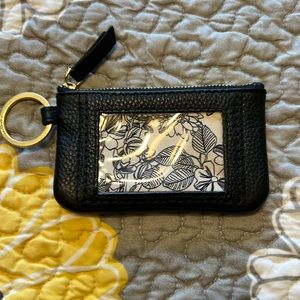 NWOT Vera Bradley black leather zip id